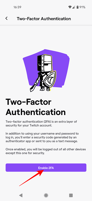 Социальные приложения 2fa Twitch Mobile Включение 2fa