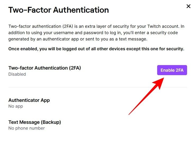 Социальные приложения 2fa Twitch для ПК Включить 2fa