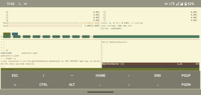 Скриншот Termux, работающего на Android 13.