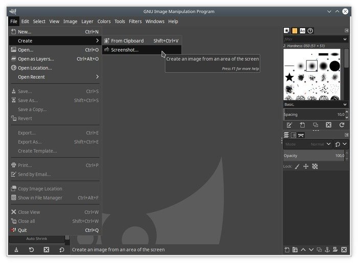 8 инструментов для создания снимков экрана в Linux Gimp