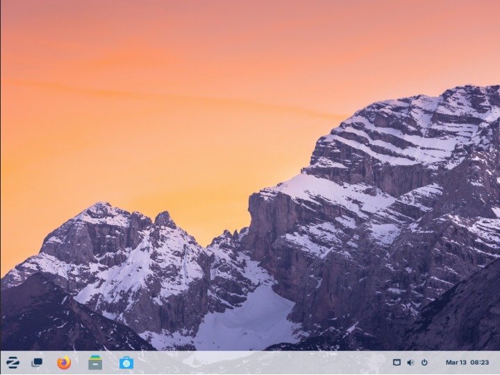 Скриншот рабочего стола ОС Zorin по умолчанию.