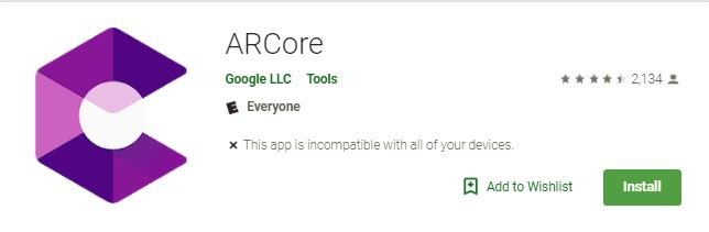 страница Arcore-Google Play