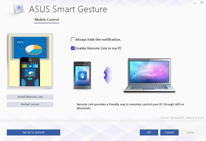 Главный экран Asus Smart Gesture