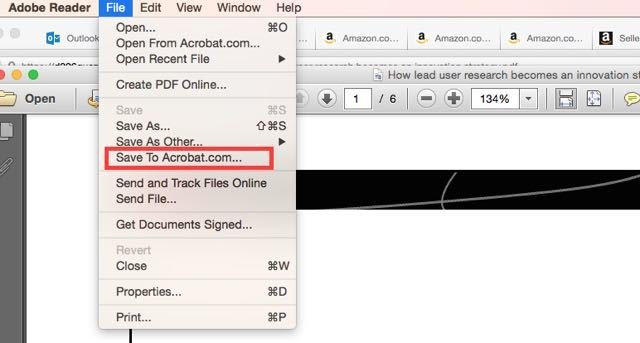 Сохраните файл на Acrobat.com.