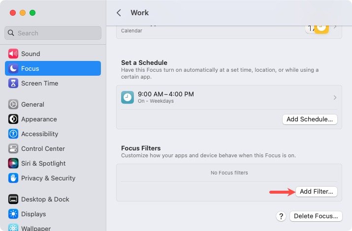 Добавить фильтр для фокуса на Mac