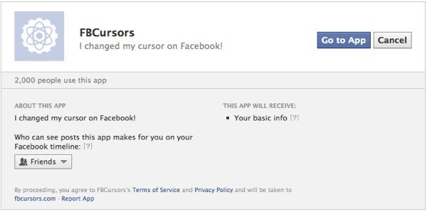 Добавьте приложение Facebook Cursors FB в свою учетную запись.