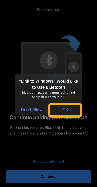 Разрешить доступ к Bluetooth Phonelink IOS