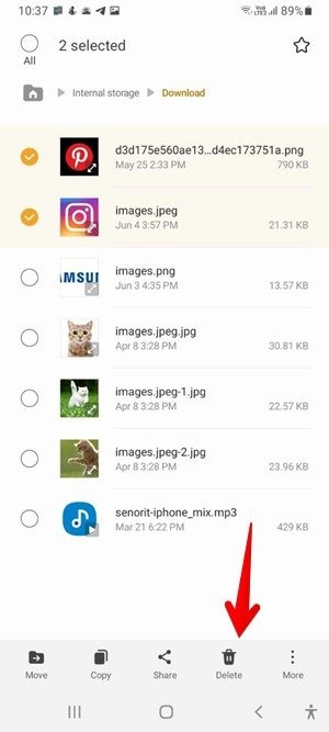 Загрузки для Android Удаление приложения Samsung My Files