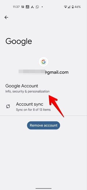 Настройки учетной записи Gmail Android