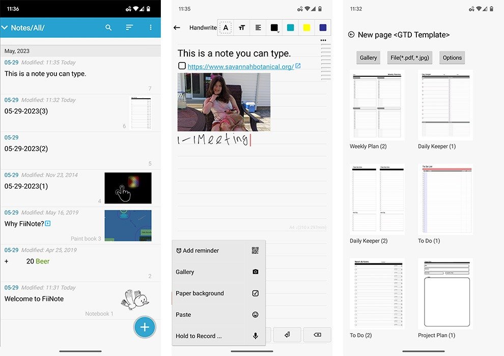 Скриншоты из приложения FiiNote на Android.