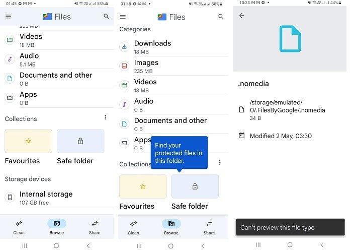 Файлы безопасных папок Android от Google Safe Folder 2