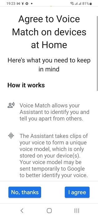 Голосовое совпадение в Google Assistant.