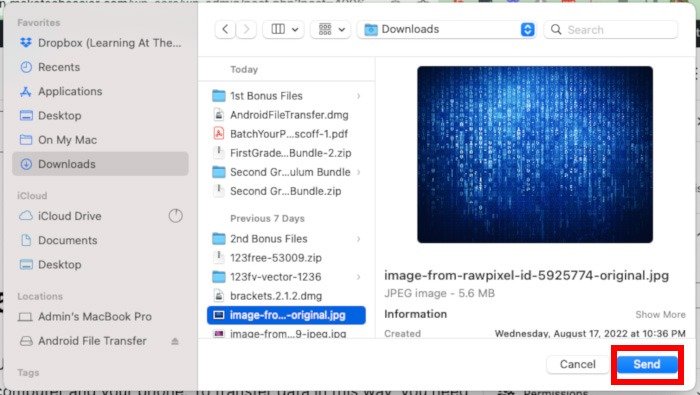 Android Transfer Bluetooth Mac Выбор файла Отправить