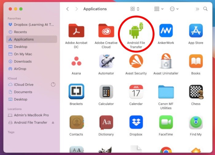 Приложения Android Transfer Mac Finder