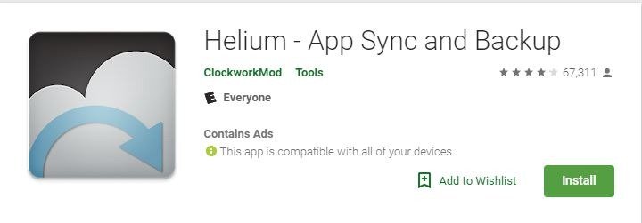 Приложения для резервного копирования Android Helium