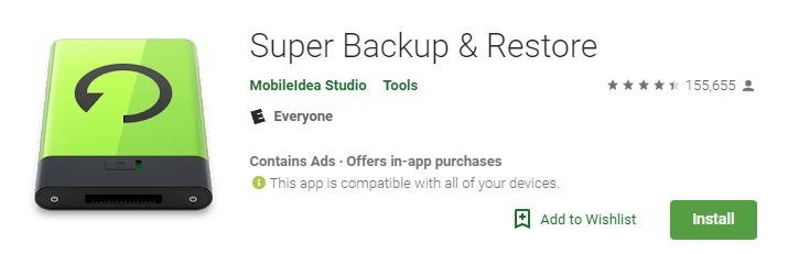 Приложения для резервного копирования Android Super Backup