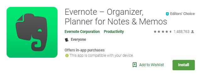 Android-сотрудничество-evernote