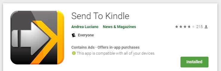 Android Web для Kindle Отправить в Kindle Play Store