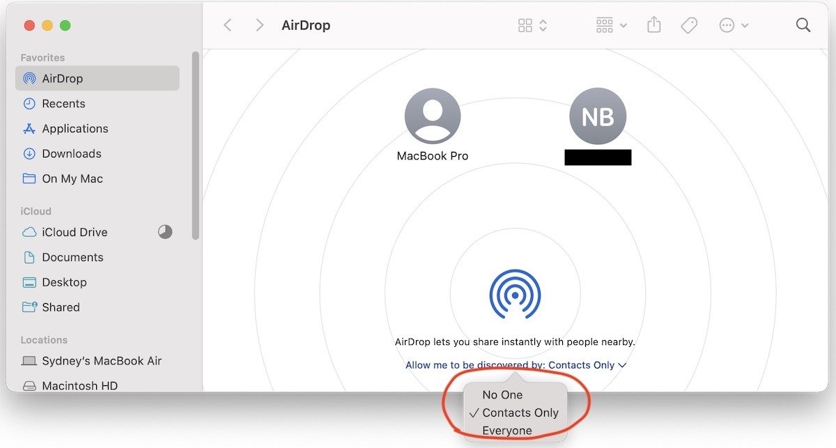 Apple Airdrop MacOSвыбор