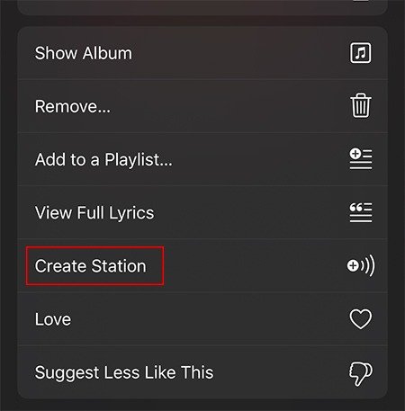 Apple Music Radio Station Создать станцию ​​iOS