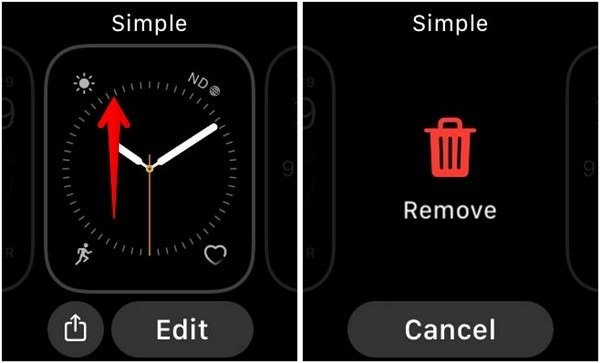 Удаление циферблата Apple Watch