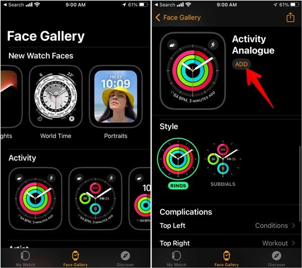 Галерея циферблатов Apple Watch Iphone Добавить