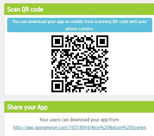 Appsgeyser Скачать Qr-код приложения Поделиться ссылкой