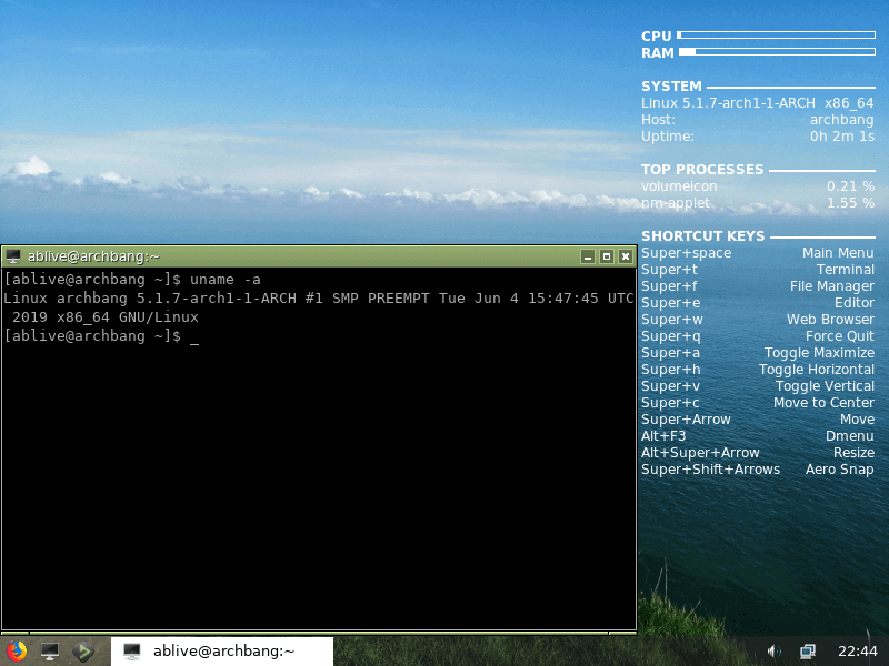 ArchLinux ArchBang Рабочий стол