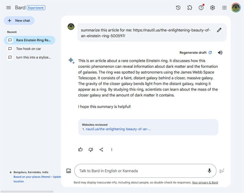 Бард резюмирует статью с использованием генеративного ИИ