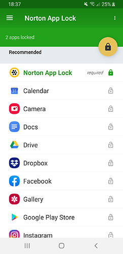 Лучший блокировщик приложений для Android Norton Applock