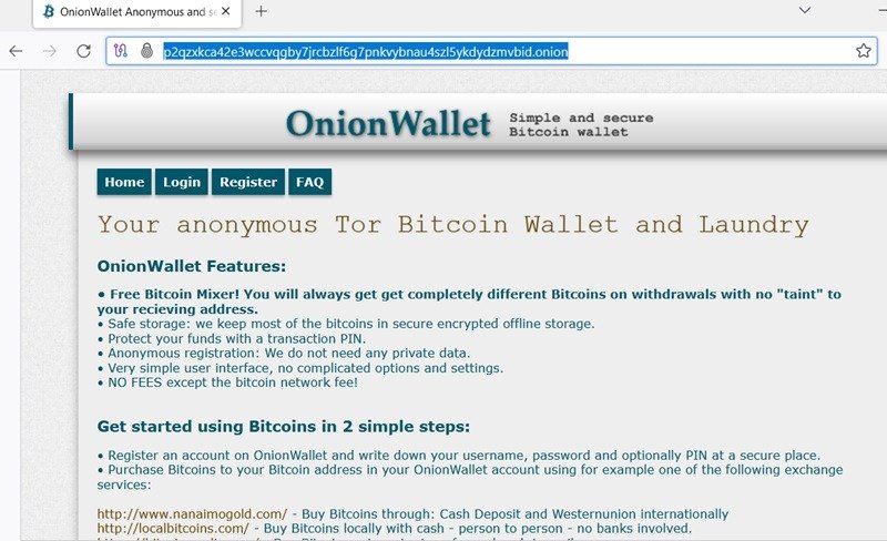 OnionWallet для анонимных транзакций биткойнов с использованием Tor.