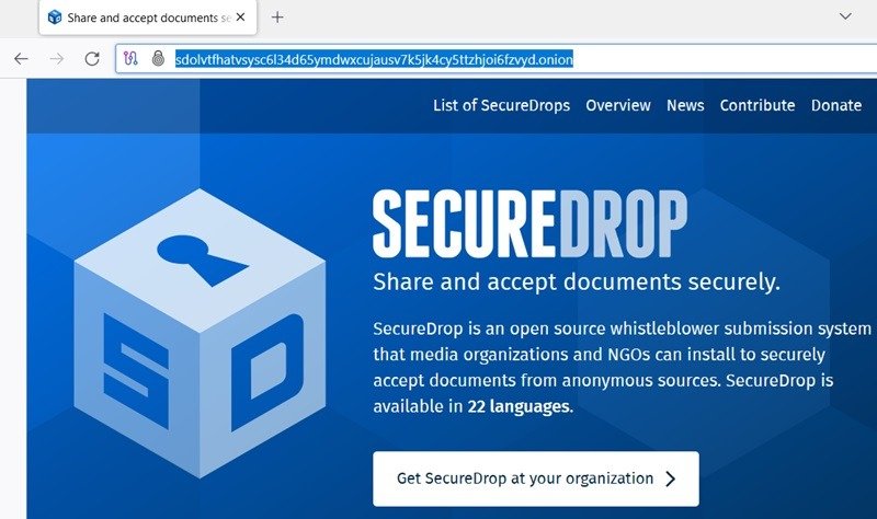 SecureDrop — лучший сайт для журналистов, предоставляющий информацию о нарушениях.