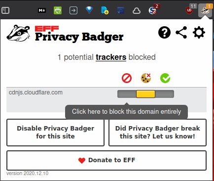 Лучшие дополнения к конфиденциальности Ff Privacy Badger