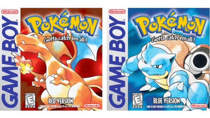 Обложки игр Pokemon Red and Blue.