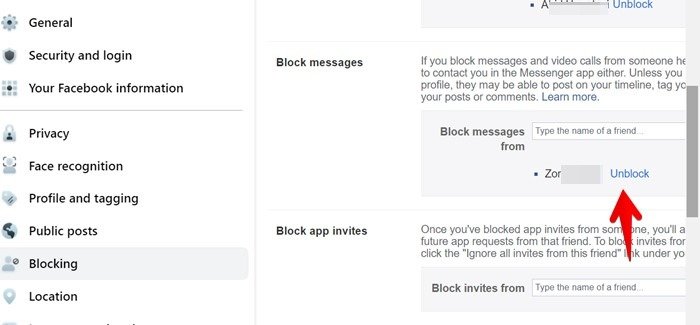 Заблокировать кого-либо Facebook Messenger Разблокировать ПК