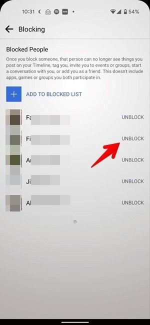 Заблокировать кого-либо Разблокировать мобильный телефон в Facebook