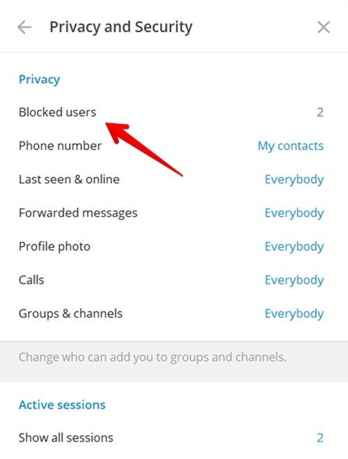 Заблокировать пользователей Telegram в ПК