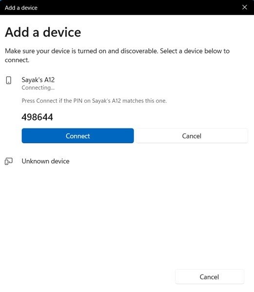 Добавьте устройство Bluetooth в Windows, сопоставив PIN-код.