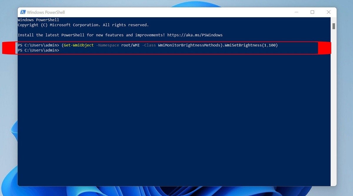 Настройка яркости из PowerShell.