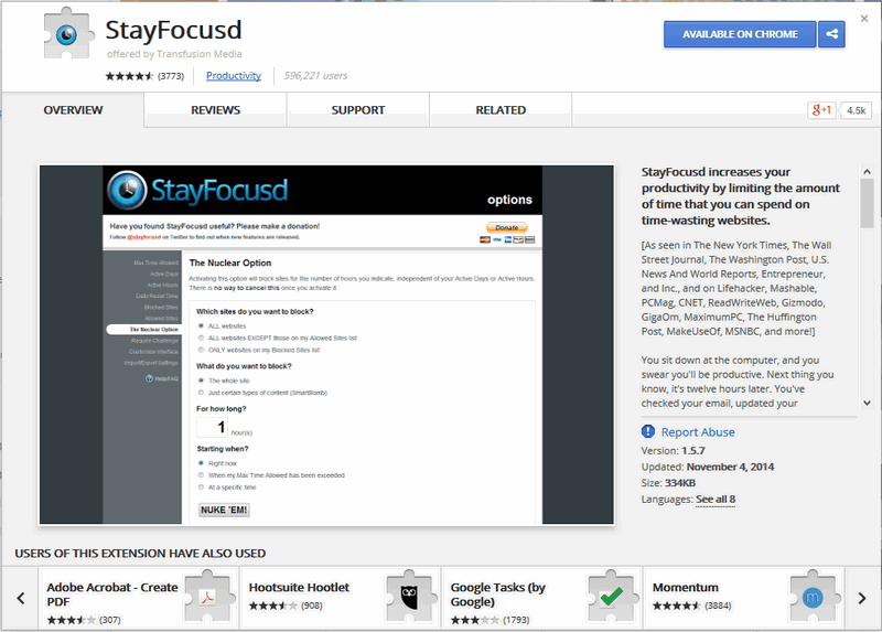 Расширение StayFocused для Chrome.