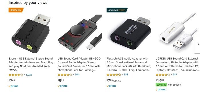 Покупка USB-адаптеров в Интернете на Amazon