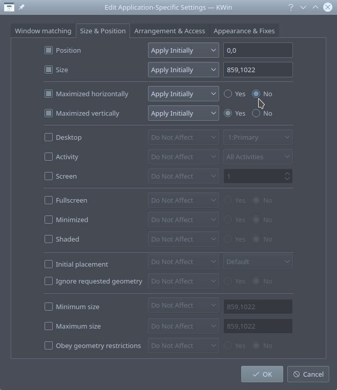 Не могу ввести настройки окна терминала Kde