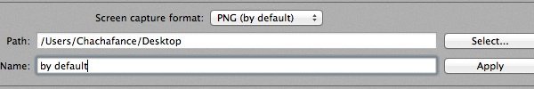 Измените путь и имя захвата экрана на Mac.