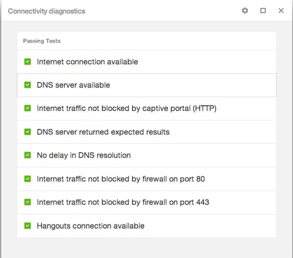 Список результатов-диагностики Chrome-Connectivity