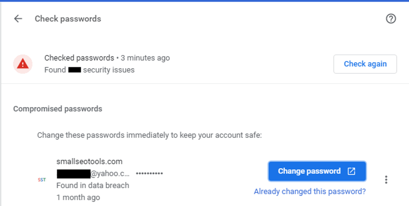 Нарушение пароля Chrome. Проверка пароля. Другие взломанные сайты 1.