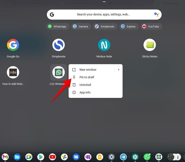 Chromebook Chrome Значок ярлыка WhatsApp