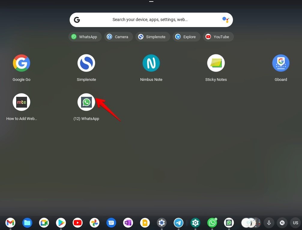 Chromebook Chrome Ярлык WhatsApp