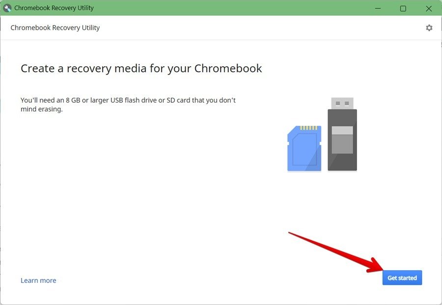 Запуск инструмента восстановления Chromebook