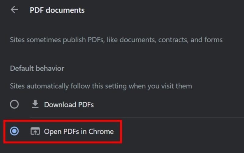 Нажмите «Открыть PDF-файлы в Chrome».